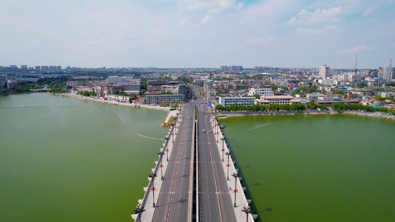 航拍开封迎宾路夏日美丽街景