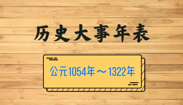 历史大事年表:公元1054年~1322年