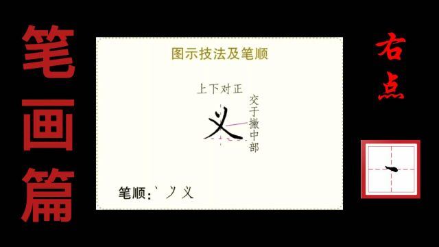 右点示范1:“义”字的书写技法演示