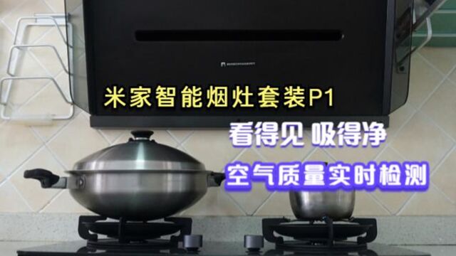 空气质量实时检测,看得见,吸得净,米家智能烟灶套装P1