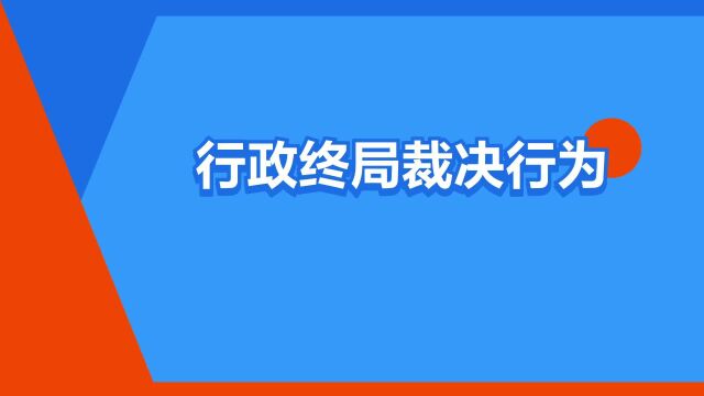 “行政终局裁决行为”是什么意思?