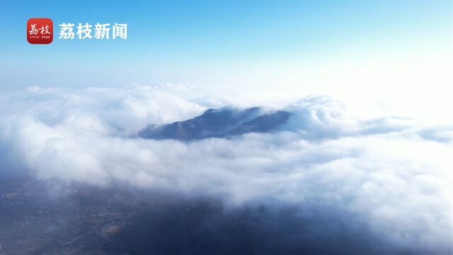 云雾游曳!花果山惊现“云台铺海”景观宛若仙境