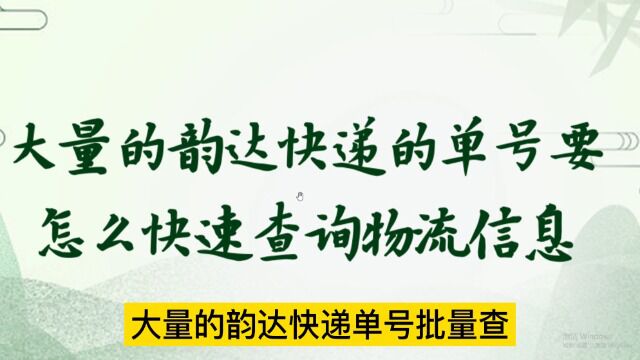 大量的韵达快递的单号要怎么快速查询物流信息