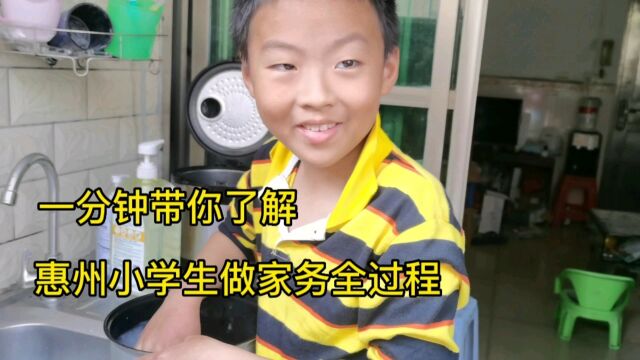 一分钟带你了解惠州小学生做家务