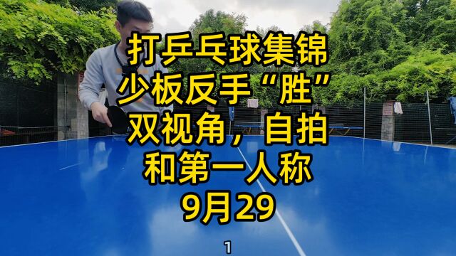 打乒乓球集锦,少板反手“胜”,双视角,自拍和第一人称,9月29