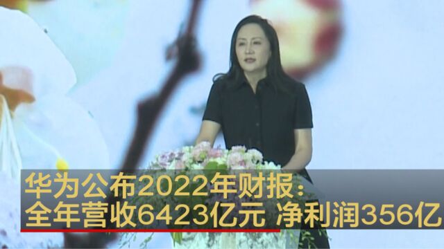 华为公布2022年财报:全年营收6423亿元 净利润356亿