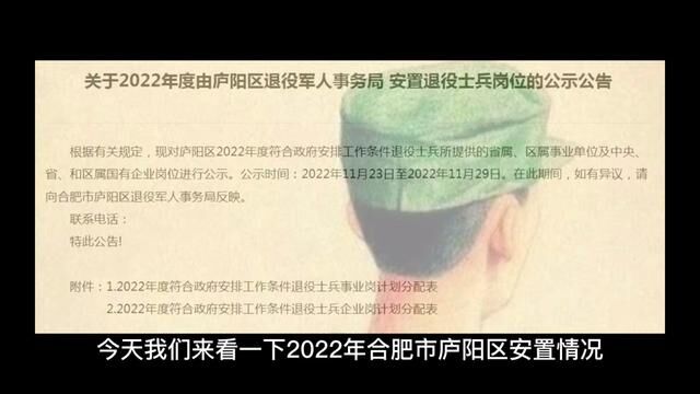 2022年合肥市庐阳区符合政府安排工作条件退役士兵安置岗位