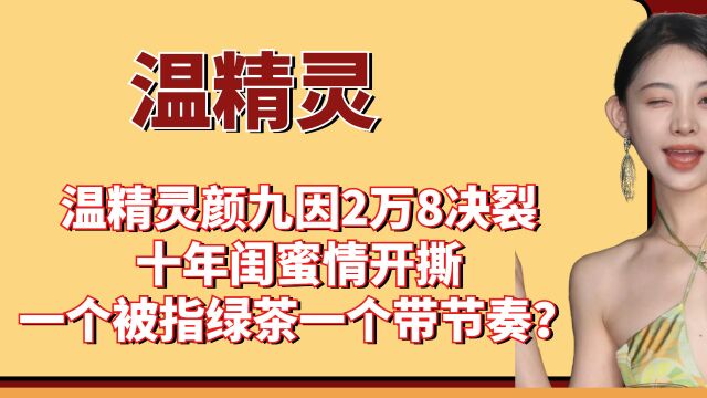 温精灵颜九因2万8决裂,十年闺蜜情开撕,一个被指绿茶一个带节奏