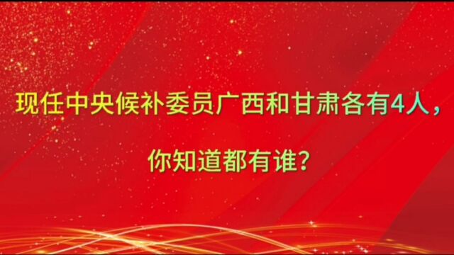 现任中央候补委员广西和甘肃各有4人,你知道都有谁?