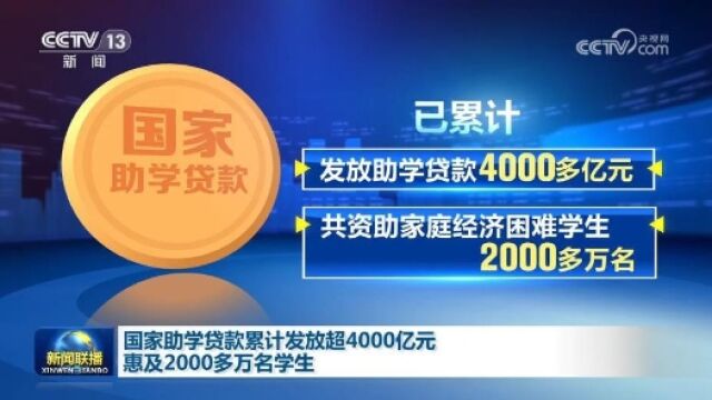 国家助学贷款累计发放超4000亿元 惠及2000多万名学生