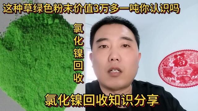 这种草绿色粉末价值3万多一吨你认识吗?分享它的回收知识#经验分享 #氯化镍 #化工原料回收