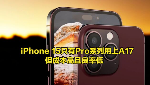 iPhone15只有Pro系列用上A17,但成本高且良率低