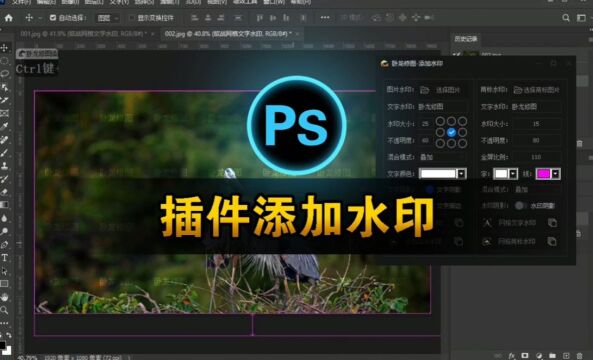 在ps中使用插件添加水印卧龙修图插件教学视频