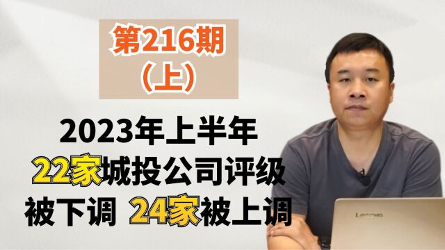 2023年上半年城投公司评级22家被下调,24家被上调