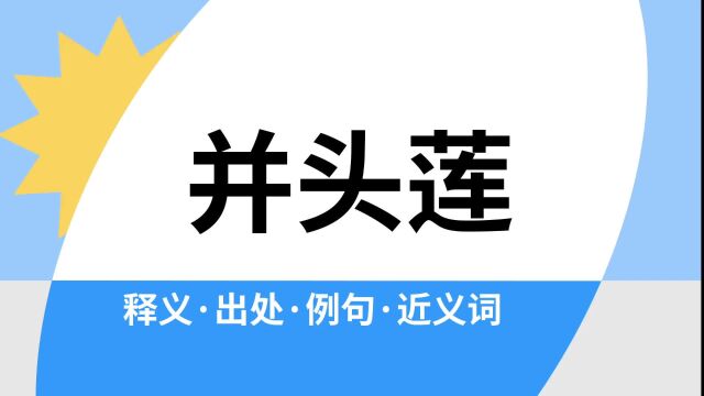 “并头莲”是什么意思?