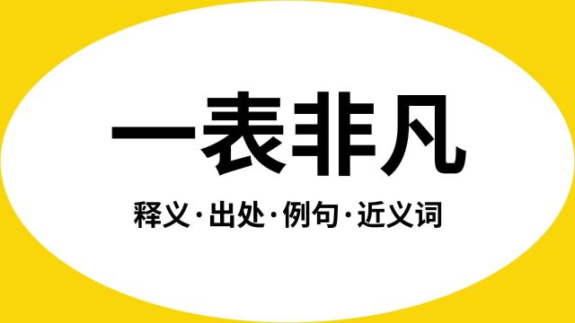 “一表非凡”是什么意思?