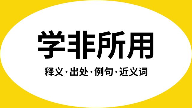 “学非所用”是什么意思?