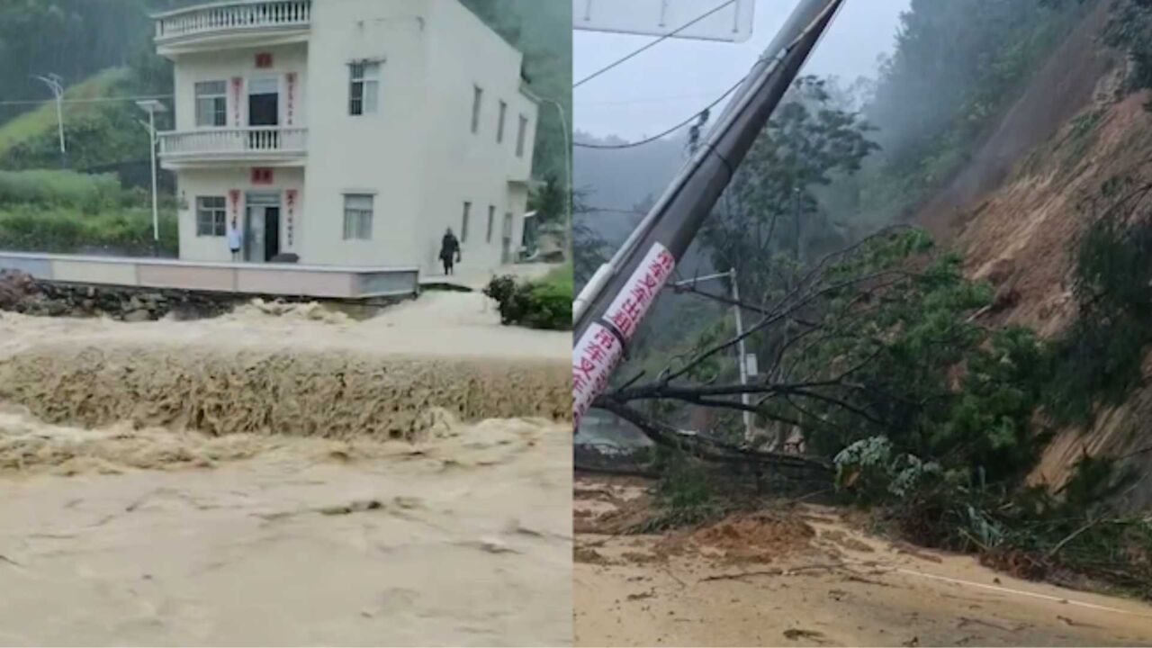 台风苏拉致广东茂名暴雨,信宜市遭遇洪涝,河水猛涨涌上院坝