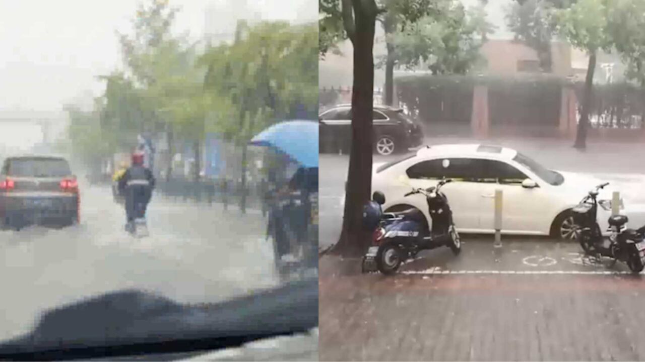 上海遭暴雨突袭!乌云压城大雨瓢泼,男子开车直呼:开船了