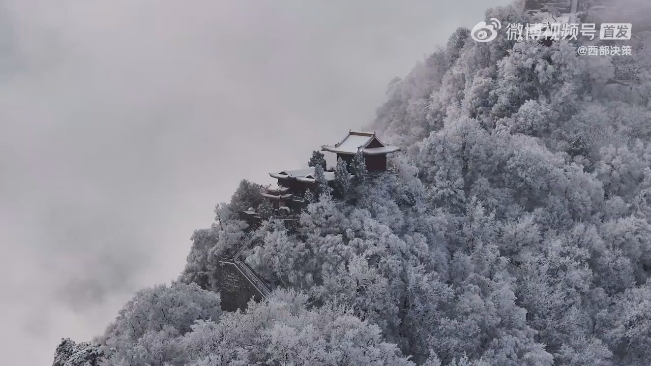 雪落秦岭琼花满树晶莹剔透