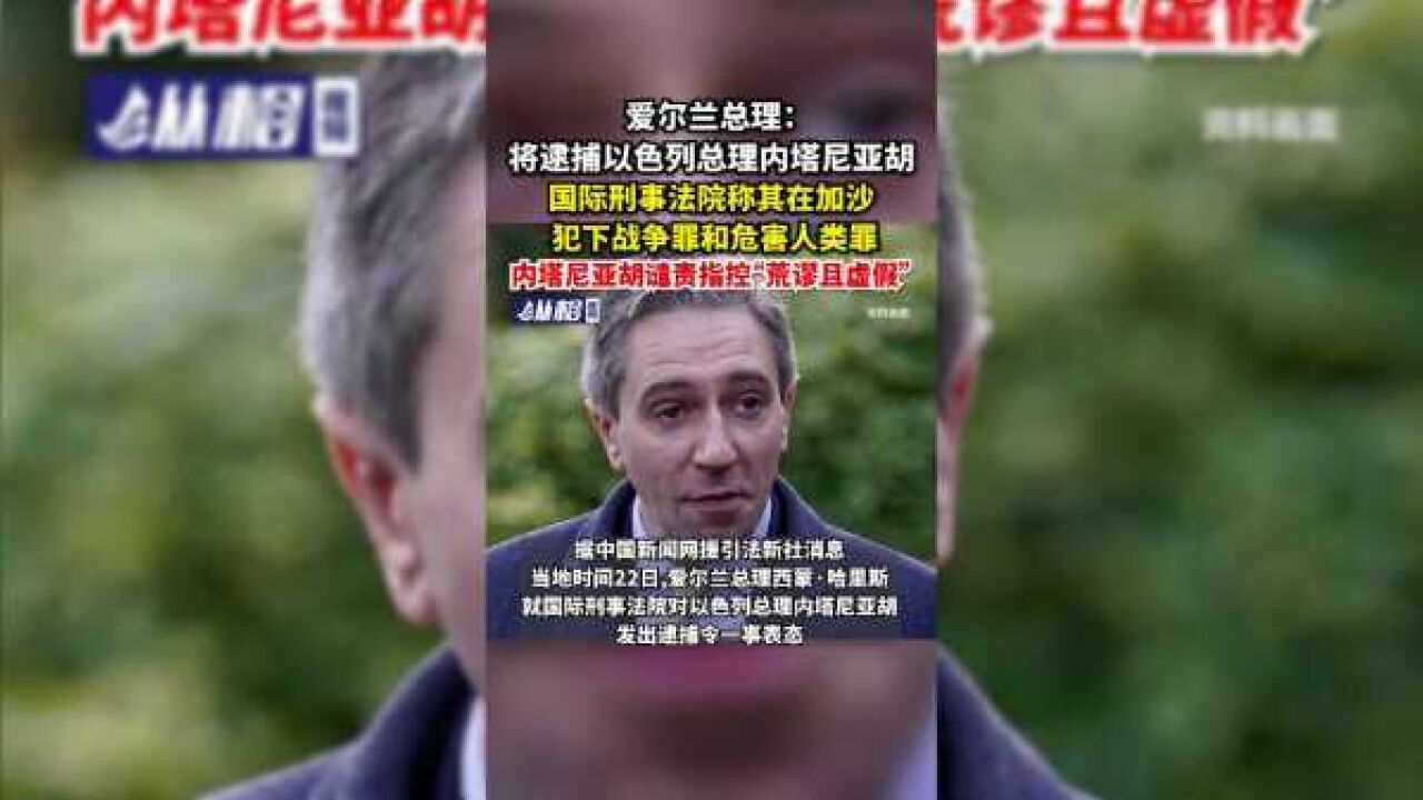 爱尔兰总理:将逮捕以色列总理内塔尼亚胡,国际刑事法院称其在加沙犯下战争罪和危害人类罪,内塔尼亚胡谴责指控“荒谬且虚假”