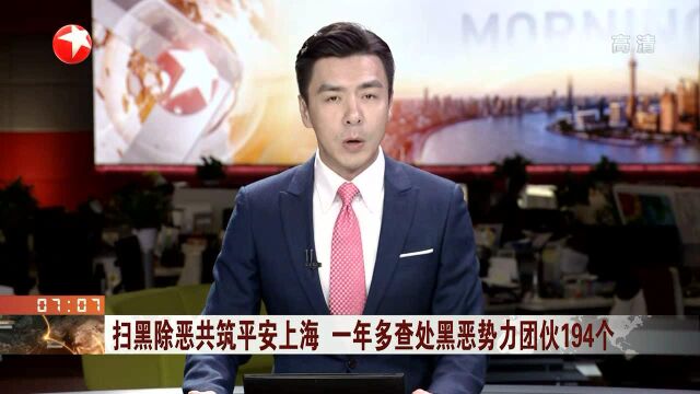 扫黑除恶共筑平安上海 一年多查处黑恶势力团伙194个