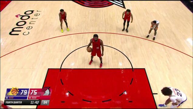  NBA常规赛：太阳vs开拓者第4节英文原声回放
