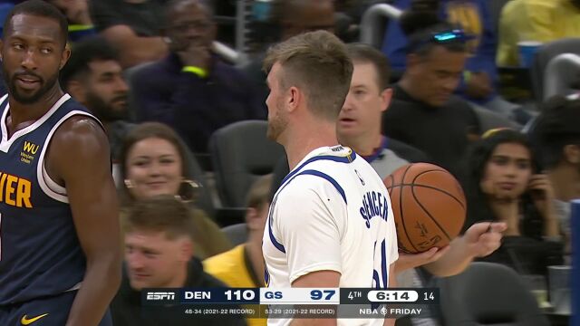 NBA季前赛：掘金vs勇士第4节英文解说回放
