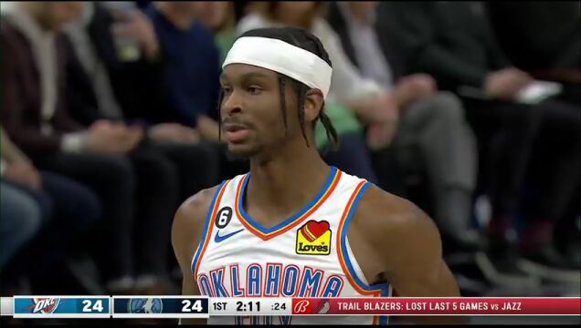 NBA常规赛：雷霆vs森林狼第1节英文原声回放