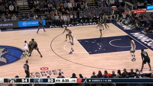 NBA季前赛：篮网vs森林狼第4节英文原声回放