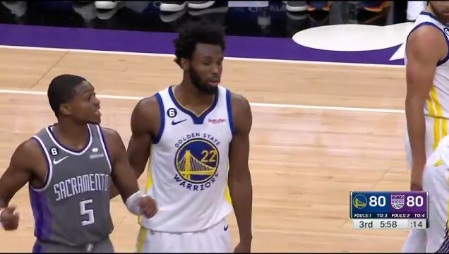 NBA常规赛：勇士vs国王第3节英文原声回放