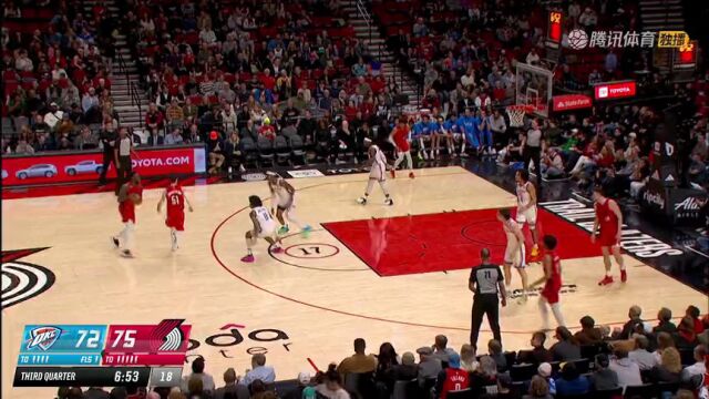 雷霆vs开拓者第3节中文解说回放