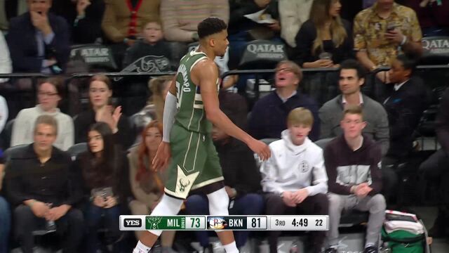 雄鹿118-104篮网 字母哥33+15率队豪取15连胜