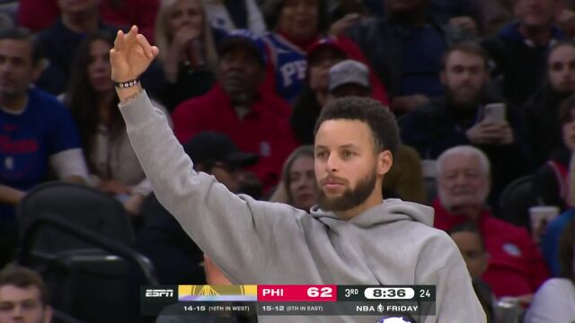 休战化身气氛组！普尔两记三分打停对手库里起身迎接鼓劲