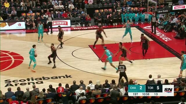 NBA常规赛：黄蜂vs猛龙第1节英文原声回放