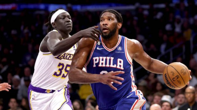 恩比德vs湖人集锦 35+11海报式隔扣加布里埃尔