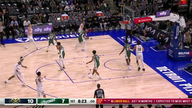  NBA常规赛：掘金vs活塞第1节英文解说回放