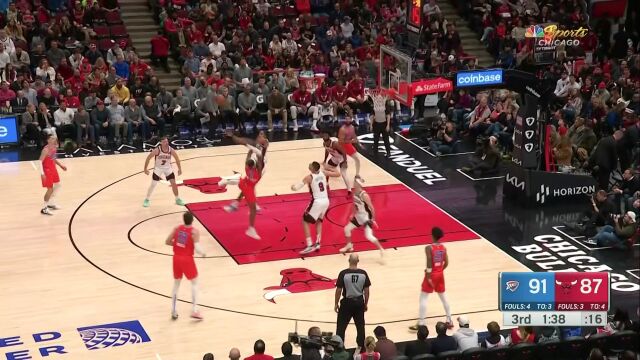 NBA常规赛：雷霆vs公牛第3节英文原声回放