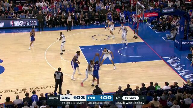 带队反超！恩比德内突外投无解投射