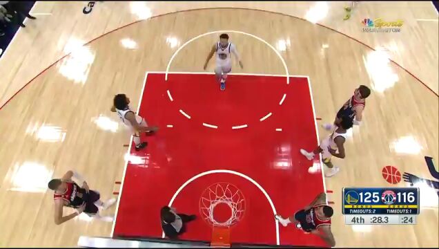 NBA常规赛：勇士vs奇才第4节 英文解说回放