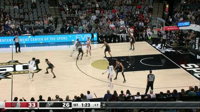 NBA常规赛：开拓者vs马刺第1节英文原声回放
