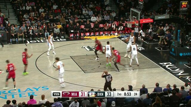 NBA常规赛：热火vs篮网第2节英文原声回放