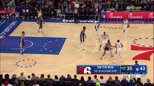 各司其职！恩比德长臂遮天排球大帽 登哥犀利反击打进加罚