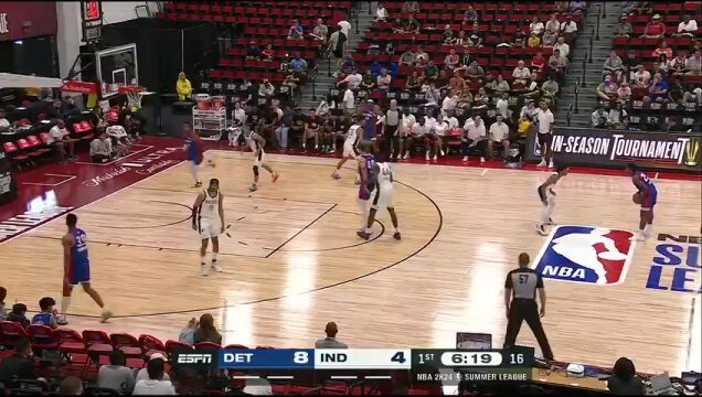 NBA夏季联赛：活塞vs步行者英文原声全场回放