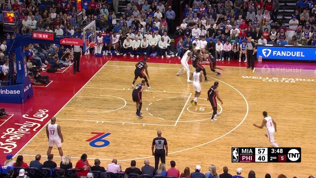 NBA常规赛：热火vs76人第2节英文原声回放