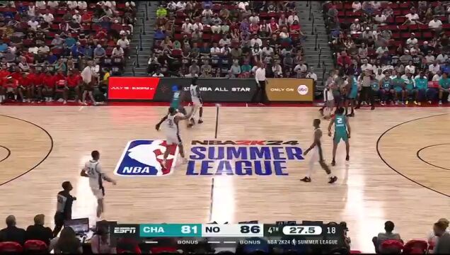 NBA夏季联赛：黄蜂vs鹈鹕英文原声全场回放