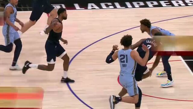 NBA常规赛：灰熊vs快船第2节中文解说回放