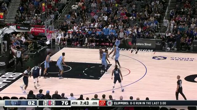 NBA常规赛：灰熊vs快船第4节中文解说回放