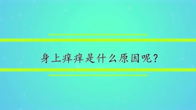 身上痒痒是什么原因呢?