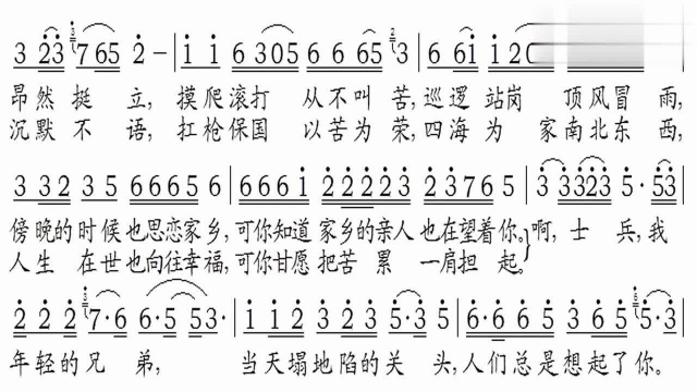 我的士兵兄弟歌词歌谱,需要的赶紧收藏一下